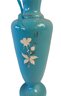 Antique Victorian Bristol Blue Enamel Painted Vase
