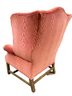 Heavy Red Velvet Upholstered Wing Back Chair