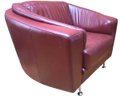 Modernist Bordeaux Leather Club Chair With Ottoman By Coja