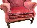 Vintage Red Velvet Wing Back Chair