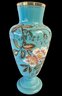 Antique Turquoise Opaline Floral Vase