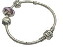 Pandora Moments Sterling Snake Chain Bracelet -  With 3 Charms