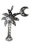 Sterling Silver CZ Palm Tree And Moon Pendant