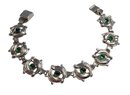 Art Deco Sterling Silver .925 Bracelet With Green Stones