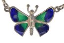 Sterling Silver Butteryfly Necklace Beautiful Blue And Green Enamel