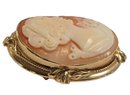14K Yellow Gold Hand Carved Cameo Pin/Pendant Vintage