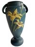 Vtg 1940's Roseville USA 141-15' ZEPHYR LILY Vase Bermuda Blue (READ DESCRIPTION)