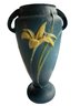 Vtg 1940's Roseville USA 141-15' ZEPHYR LILY Vase Bermuda Blue (READ DESCRIPTION)