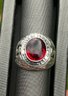 Silver 925 Marines 'Class Ring' Style With Red Stone