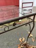 Vintage Wrought Iron And Glass Outdoor Dining Table