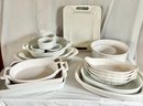 Huge Lot Of Assorted White Ceramic Bakeware And Servingware