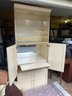 Lighted Glass Cabinet/ Desk With Mirror &  Keyboard Drawer