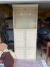 Lighted Glass Cabinet/ Desk With Mirror &  Keyboard Drawer