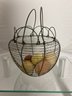 Vintage Wire Basket With Plastic And Stone Eggs