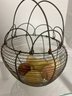 Vintage Wire Basket With Plastic And Stone Eggs