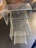 Lucite Display Shelves, Jewelry Boxes And Tray