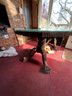 Bespoke Antique Table With Carved Claw Feet & Custom Cork & Glass Top