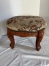 Vintage Louis XV Style Footstool Cabriole Legs Floral Tapestry Covering