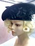 Vintage Black Hat By Louise Green Millinery - Circa 1980