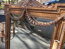 Antique Italian Baroque Giltwood Gold Tone Mirror With Two Sconces