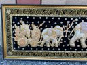 Handcrafted Silk Panel Of Elephants