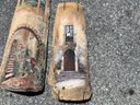 Hand Painted Terracotta Architectural Pieces, Signed (2)