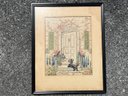Framed Embroidered Art: Dogs At The Front Door