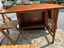 Mid Century Dining Set W/ Maple Folding Chairs  Drop Leaf Table