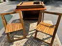Mid Century Dining Set W/ Maple Folding Chairs  Drop Leaf Table