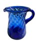 Beautiful Mid-Century Cobalt Blue Blown Glass Pitcher With 6 Side Plates