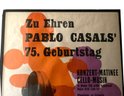 Large 1951 Framed  Pablo Casals Poster 37' X 51'