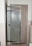 A Vintage Rippled Glass Shower Door And Frame - Bath 1