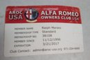 Alfa Romeo & BMW Enthusiast Lot - Brochures, 2nd Place Plaque, Keychain, Sign Alfa Romeo Pkg Sleeves   E3