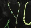 Nice Lot Of Vintage Green Beaded Costume Jewelry