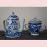 Antique Chinese Export Teapot, Sugar Jar And Tea Cup