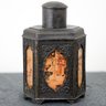 Metal Tea Cannister With Six Paintings