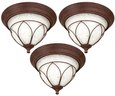 A Trio Of Leaf Motif Flush Mount Ceiling Fixtures - Already Taken Down For You!