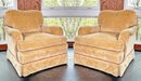 A Pair Of Chenille Covered Arm Chairs By The Charles Stewart Company