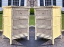 A Pair Of Vintage Painted Bamboo And Cane Nightstands