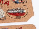 Set Of 4 Vintage 1950's Alaska Lithographed Cork Placemats