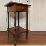 Antique Mahogany Single Drawer Side Table With Jenny Lind Style Legs