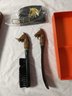 Vintage Horse Head Tie Rack - Wall Plaque With Brush And Shoehorn In Original Box