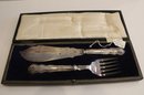 Pair Of Antique Fish Serving Fork & Knife Sets, Boxed