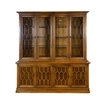 Magnificent Lighted Breakfront China Cabinet With Metal Grid Glass Doors And Lined Silver Storage - On Casters