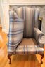 Vintage Striped Wingback Armchair