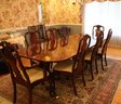 Councill Furniture Chippendale Carved Mahogany Double Pedestal Extension Dining Table & Chairs
