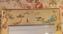 Amazing Reverse Painted Eglomise Framed Mirror In The Chinoiserie Style, Signed