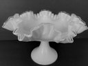Fenton Silver Crest Footed Ruffled Edge Bowl/compote Unmarked