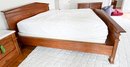 King Size Bed With Wood Headboard, Footboard, Frame, Mattress And Box Spring