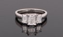 **GIA CERTIFIED** 1.97 CTW 3 Stone Diamond Emerald Engagement Ring